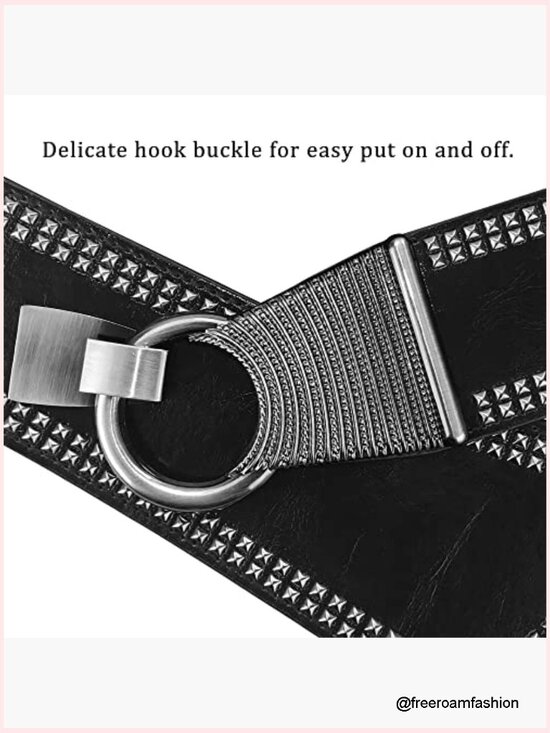 Elastic Wide Punk Chunky Waistband Studded Belt for Dresses
